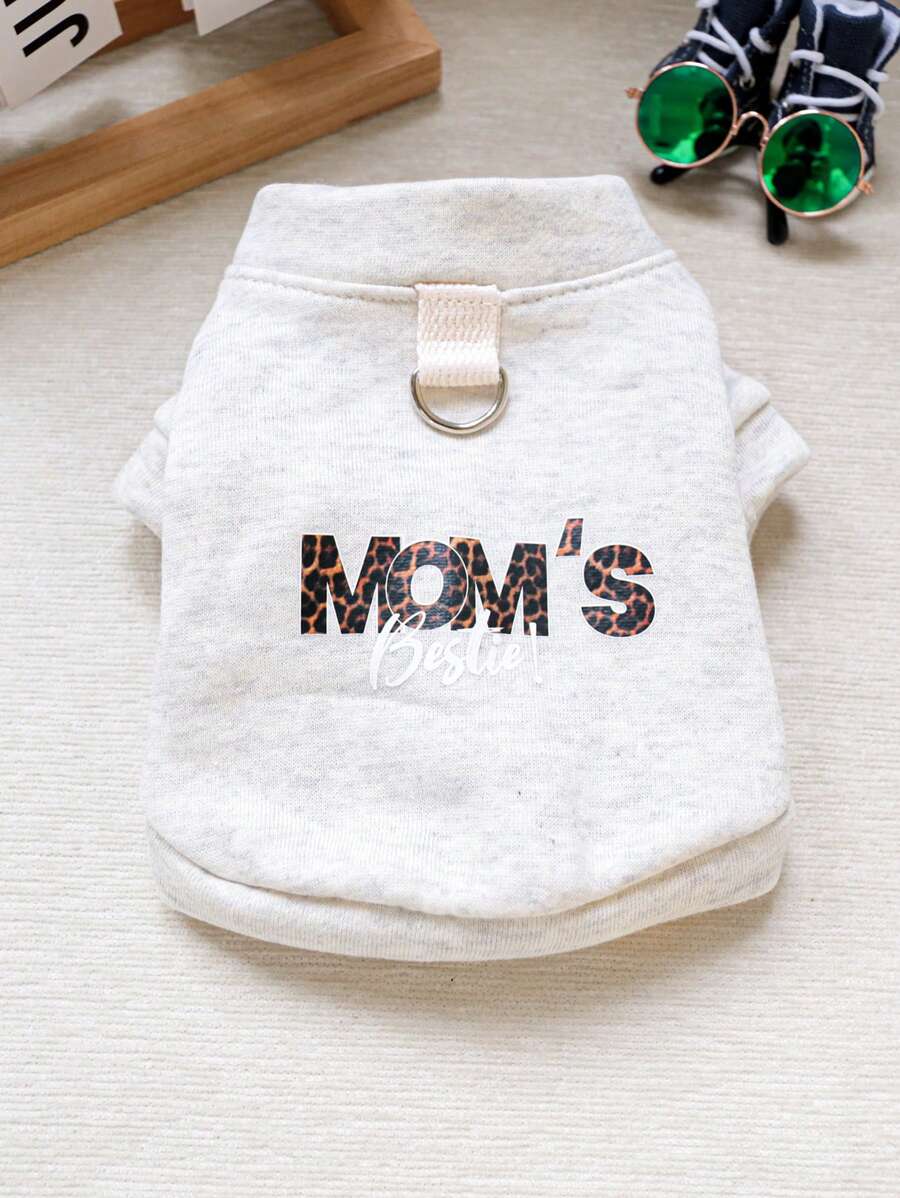 1 件宠物服装狗猫服装小狗秋冬连帽衫 - “妈妈最好的朋友”浅灰色拉链连帽衫 - 淺灰色 - 查看 1