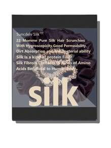 Conjunto com 2 unidades de elásticos de cabelo 100% seda natural, cor sólida, alta qualidade, scrunchies femininos, seda 6A, acessórios para cabelo (22 momme), elásticos de cabelo para rabo de cavalo. - Multicolorido - Ver 21