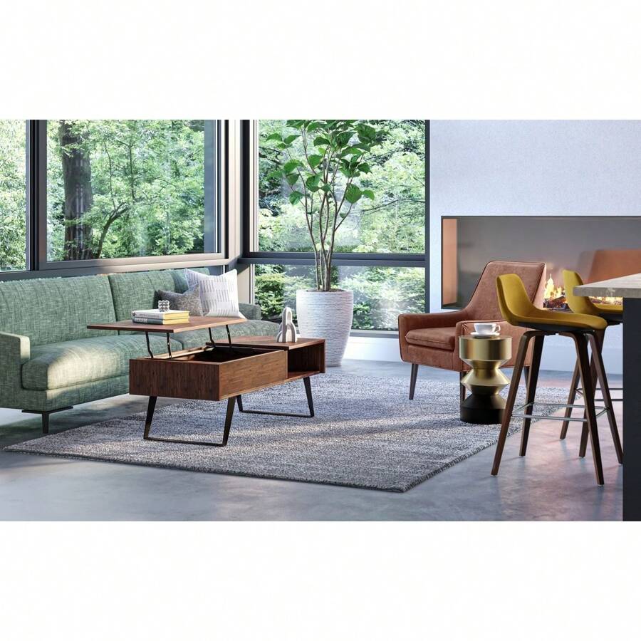 Simpli Home Lowry Lift Top Coffee Table Acacia Wood Industrial Style