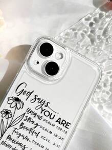 Apple Christian Phone Case Jesus 1pc Minimalist Floral Slogan Solid Color Pattern Transparent Full Body Anti-Slip Phone Case Compatible With Iphone 11/12/13/14/15/16 Pro Max - Multicolor - View 3