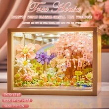 Cornice portafoto ornamentale da comodino con struttura che simula un albero di sakura in legno finto, rifrangente e traslucida, regalo romantico per studenti, amici e anziani per Natale e Ringraziamento - multicolore - Visualizzare 13