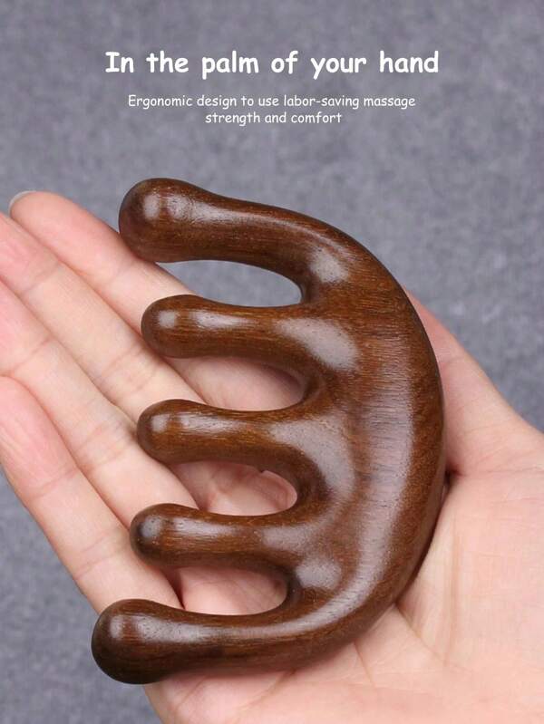 1 Pc Minimalist Multi-Function Natural 5-Claw Gua Sha Massage Comb, Anti-Hair Loss Massage Scalp Acupressure Comb For Men And Women