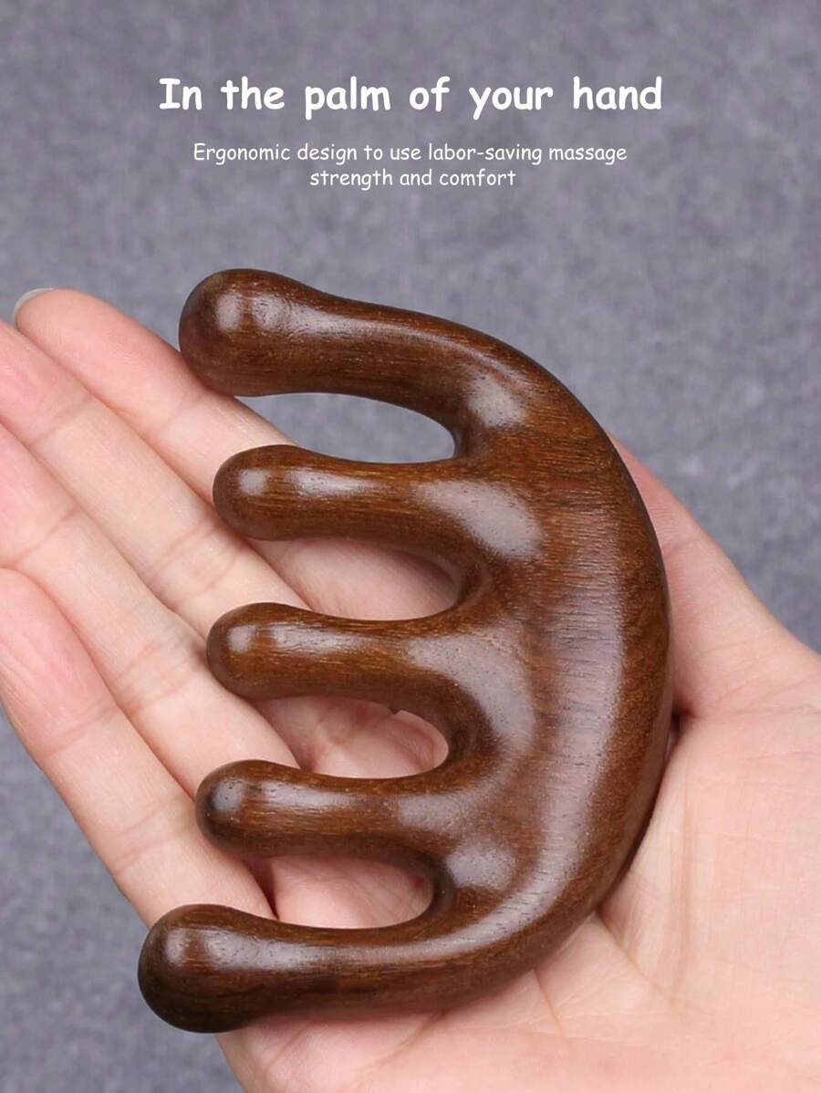 1 件简约多功能天然五爪刮痧按摩梳，防脱发按摩头皮指压梳，男女适用