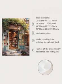 1 pieza Póster de arte botánico vibrante de la biblioteca - Sin marco, diseño art decó, orientación vertical, arte de tinta de alta calidad sobre superficie de lienzo, ideal para sala de estar, dormitorio, dormitorio, decoración interior, sin marco necesario, arte de pared fotográfico perfecto, idea de regalo única