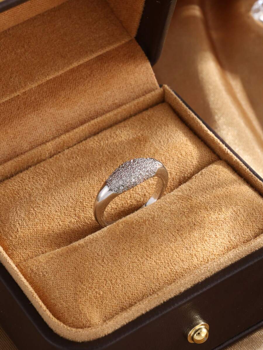 rakol 1 Stück modischer minimalistischer dünner Ring mit kubischem Zirkonia für Frauen