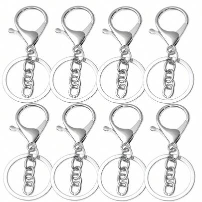 12/20/30 piezas Mosquetón de langosta, conector para llaveros DIY con anillo para llavero, para hacer llaveros, manualidades de joyería, gancho giratorio de metal con anilla partida para llavero