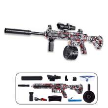 Fucile giocattolo M416, 7,4V ad alta velocità a raffica, pistola a sfera di gel M416 con spina arancione e doppio caricatore per giochi di interazione all'aperto