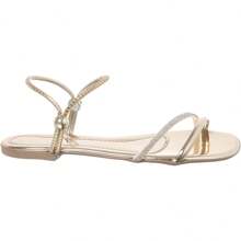 Women's Flat Sandal Two Ways To Wear Shiny Rhinestone Everyday Promotion Comfortable Fashion - 金色 - 查看 3