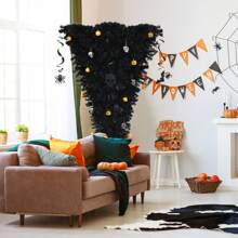 6FT Pre-Lit Upside Down Black Halloween Tree Artificial Christmas Tree - US A Type Plug(110-127V) - View 3
