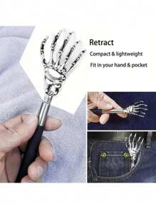1pc/5pcs Retractable Ghost Claw Massage Tickle Stick - Stainless Steel, Adjustable Length, Ergonomic Grip - Relieves Itching