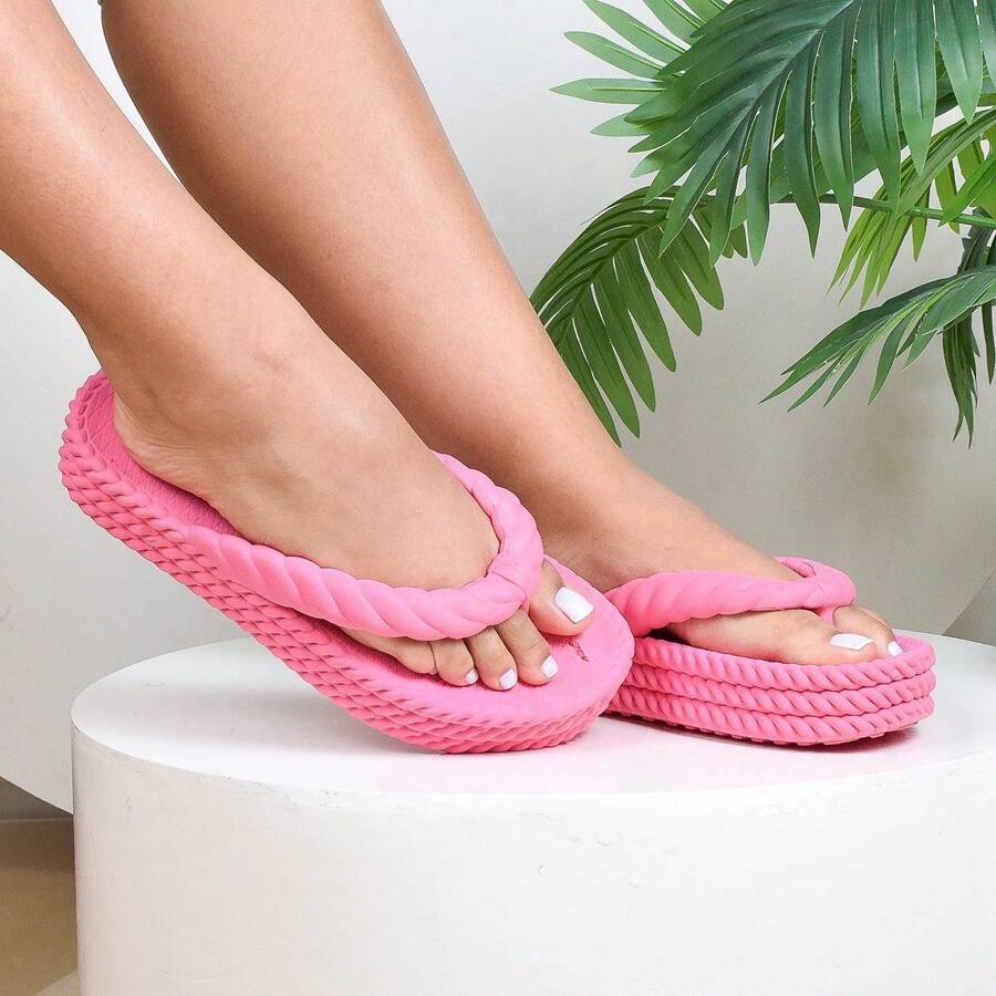 Women's Braided Orthopedic Flip Flops – Comfort And Lightness Guaranteed! Immediate Shipping - Màu Hồng Tươi - Xem 1