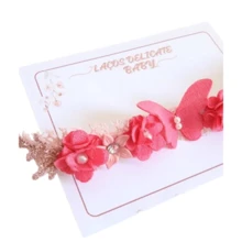 1 Piece Baby Kids Hair Accessories 0-3 Years Old Beige Color Baptism, Butterfly Hair Clips For Baby Girls, Flower Hair Scrunchies And Hair Bows, Newborn Bow And Handband - Màu Hồng Tươi - Xem 2