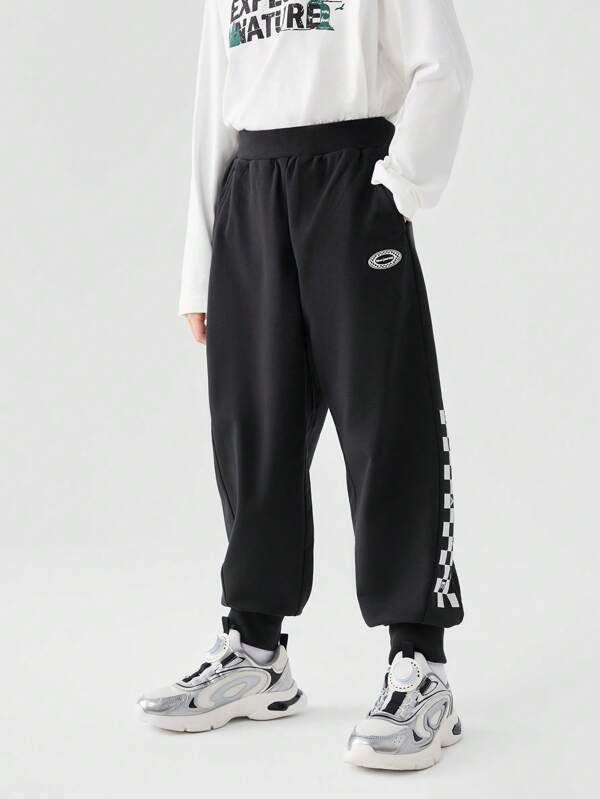 Balabala Boys' Checkered Joggers 2024 Autumn Loose Fit
