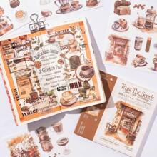 Journaling Sticker Book, 50 Sheets Scrapbook Stickers, Junk Journal Supplies, Pre-Cut Aesthetic Washi Materials, Watercolor Scrapbooking For Adults, Decorative Ephemera Bullet Planner Arts Craft