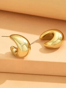 4 Cặp Bông Tai Vòng Lớn Hình Giọt Nước Bằng Hợp Kim Vàng Cho Phụ Kiện Du Lịch Và Nghỉ Mát - Nhiều màu - Xem 2