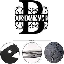 CIF BUY Nghệ thuật treo tường bằng kim loại được cá nhân hóa - Chữ cái đầu tùy chỉnh & Tên gia đình, Thiết kế chùm sáng | Đồ trang trí bằng sắt thép tái sử dụng cho nhà, hiên nhà, vườn - Nhiều màu - Xem 20