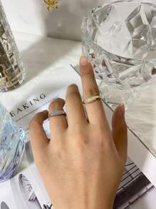 rakol 1 Stück modischer minimalistischer dünner Ring mit kubischem Zirkonia für Frauen