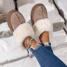 Damskie buty śnieżne w stylu europejskim i amerykańskim z grubej podeszwy ze zamszu jelenia, z pluszowym mankietem, antypoślizgowe, wygodne, ciepłe, codzienne - Morela - Zobacz 6