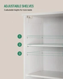 Hzuaneri Mueble de baño, gabinete de almacenamiento con 1 cajón y 2 puertas, estante ajustable, gabinete alto y estrecho para sala de estar, dormitorio, cocina, pasillo, blanco
