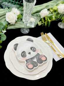 20 pièces de papier mouchoir imprimé avec des motifs de panda de bande dessinée, serviettes asymétriques amusantes pour décoration de fête, papier pour invités à la maison, fête d'anniversaire, restaurant, fournitures de fête