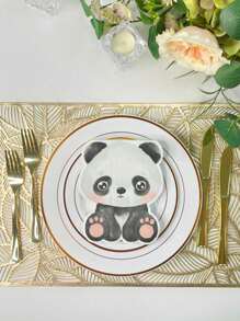 20 pièces de papier mouchoir imprimé avec des motifs de panda de bande dessinée, serviettes asymétriques amusantes pour décoration de fête, papier pour invités à la maison, fête d'anniversaire, restaurant, fournitures de fête