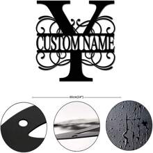 CIF BUY Nghệ thuật treo tường bằng kim loại được cá nhân hóa - Chữ cái đầu tùy chỉnh & Tên gia đình, Thiết kế chùm sáng | Đồ trang trí bằng sắt thép tái sử dụng cho nhà, hiên nhà, vườn - Nhiều màu - Xem 22