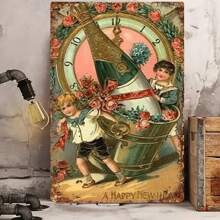 1 tấm thiếc kim loại cổ điển "Chúc mừng năm mới" (8"X12"/20cm*30cm), Nghệ thuật treo tường mộc mạc, Trang trí phòng cổ điển, Biển hiệu trang trại, Trang trí nhà bếp đa năng, Treo tường, Phong cách nghệ thuật, Chất liệu sắt - Nhiều màu - Xem 5