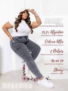 Women's Skinny Jeans Plus Size Medium Wash Butt Lifting Shaping Pants Fits The Body High Waist Butt Lifting - 灰色 - 查看 7