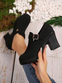 Classic Thick Heel High Heel Pumps For Women, Soft Sole Comfortable Mother Shoes, Waterproof Platform, Lightweight & Easy For Work