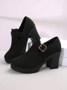 Classic Thick Heel High Heel Pumps For Women, Soft Sole Comfortable Mother Shoes, Waterproof Platform, Lightweight & Easy For Work