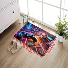 1pc Colorful & Stylish Gaming Themed Area Rug, Interesting Cartoon INS Inspired Rectangle Soft Anti-Slip Carpet, Suitable For Outdoor, Entryway, Living Room, Bedroom, Laundry Room, Bathroom, Game Room, Machine Washable, Household Decoration