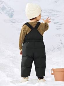 mini bala Boys' & Girls' Warm Down Overalls 2024 Fall/Winter Collection - Black - View 2