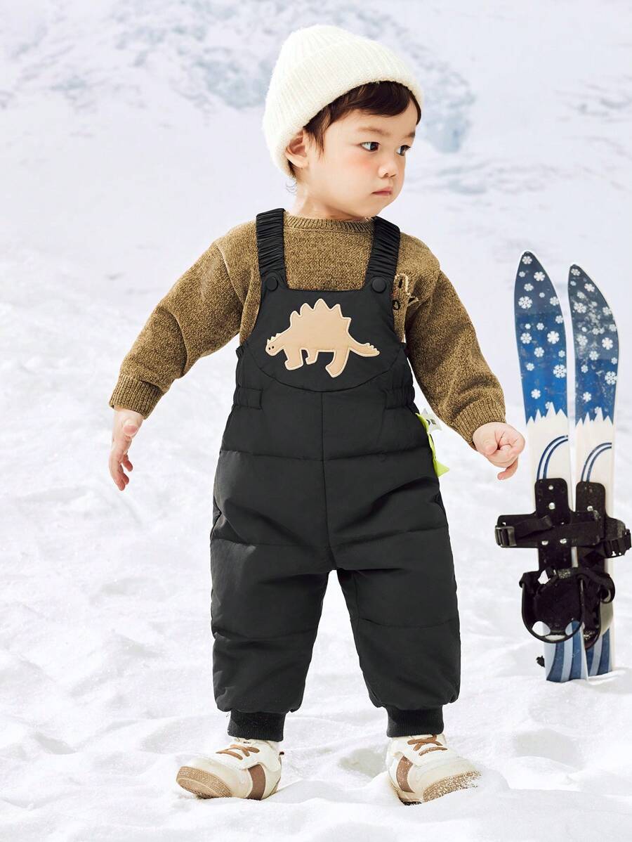 mini bala Boys' & Girls' Warm Down Overalls 2024 Fall/Winter Collection - Black - View 1