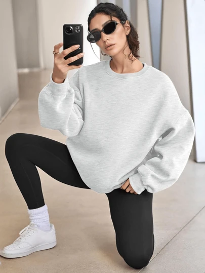 Women Crew Neck Sweatshirts Casual Loose Plain Pullover Sweaters Comfy Fall Winter