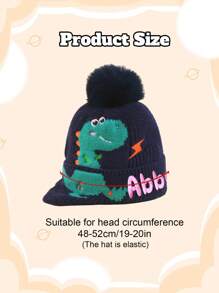 1pc Custom Embroidered Name Knitted Hat, Custom Cartoon Children's Knitted Hat, Boys Dinosaur Knitted Hat, Personalized Hat For Kid, New Style Little Dinosaur Cartoon Cute Boy Baby Knitted Hat Autumn And Winter Children's Girl Windproof Wool Hat, Gifts, Winter Gifts, New Year Gifts, Children's Gifts, Birthday Gifts Back To School Winter Gift Ideas Boy Girl Valentine's Day - Multicolor - View 6