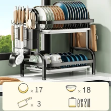 LINMEX 2-Tier Dish Drainer - Black - View 2