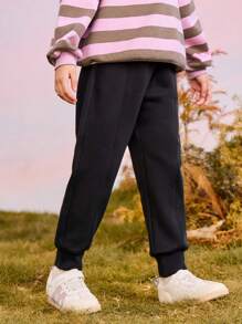 mini bala Tween Boys Far-Infrared Thermal Lined Pants 2024 Fall/Winter New Collection - Black - View 2