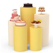 1 Bộ 5 Tấm vải phủ chân đế bánh hình trụ đàn hồi, dùng cho tiệc, sinh nhật, trang trí buổi tối hoặc đám cưới, chỉ bao gồm tấm phủ chân đế, không có chân đế - Nhiều màu - Xem 1