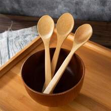 Wooden Spoons, Long Handle Soup Spoon For Eating, Drinking Soup, Household Wooden Kitchenware Honey Spoon, Small Honey Spoon, Honey Dipper, Long Handle Spoon, Small Bamboo Spoon, Jam Spoon, Dessert Spoon, Coffee Stirring Spoon