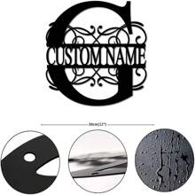 CIF BUY Nghệ thuật treo tường bằng kim loại được cá nhân hóa - Chữ cái đầu tùy chỉnh & Tên gia đình, Thiết kế chùm sáng | Đồ trang trí bằng sắt thép tái sử dụng cho nhà, hiên nhà, vườn - Nhiều màu - Xem 11