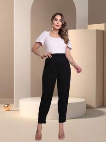 CARROT JOGGER PANTS TAILORED FOR WOMEN WITH ZIPPER HEM - Black - View 4