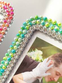 4 件/套 6 英寸、7 英寸、8 英寸、10 英寸 A4 白色和彩色珍珠水钻塑料相框，桌面，圆角，简约，1 件随机图片插入 - 彩色 - 查看 11