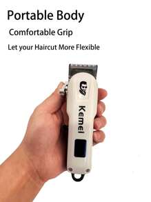 Kemei KM-232 便携式理发机电动理发器无绳理发器可调节理发器男士充电式家庭或理发店使用精密 T 型刀片理发器迷你毛发修剪器新年圣诞节礼物 - 白色 - 查看 5