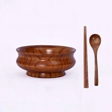 1 Set Includes 1 Bowl + 1 Pair Of Chopsticks + 1 Spoon, Inner Mongolian Wooden Bowl, Style Buttered Tea Bowl, Vintage Creative Design