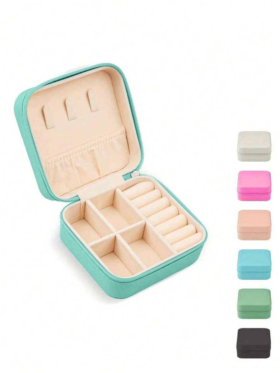 1pc Chic Mini Faux Leather Travel Jewelry Case - Waterproof Organizer For Rings, Earrings & Necklaces | Portable Dustproof Square Box | Perfect Gift For Christmas & Birthdays,Gifts For Women,Christmas Gifts,Gift Ideas For Women