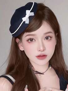 1 件蝴蝶结新款法式奢华高端发夹迷人帽子，优雅头饰配饰，航海风格 - 彩色 - 查看 6