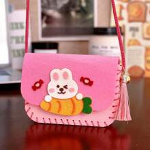 1pc DIY Crossbody Bag Hand-Sewn Material Bag Kindergarten Parent-Child Nonwoven Gift Homemade Coin Purse