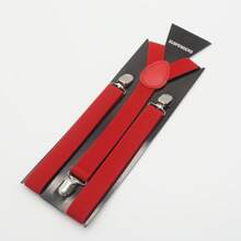 1 chiếc Đai quần thun co giãn có thể điều chỉnh 3 kẹp màu đỏ trơn dành cho cả nam và nữ, Phụ kiện dây đeo vai quần âu hàng ngày, Thích hợp cho ngày lễ tình nhân, Trang trí phù rể trong đám cưới - Đỏ - Xem 3