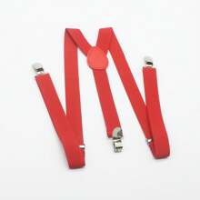 1 chiếc Đai quần thun co giãn có thể điều chỉnh 3 kẹp màu đỏ trơn dành cho cả nam và nữ, Phụ kiện dây đeo vai quần âu hàng ngày, Thích hợp cho ngày lễ tình nhân, Trang trí phù rể trong đám cưới - Đỏ - Xem 9