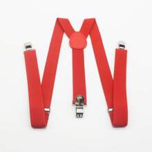 1 chiếc Đai quần thun co giãn có thể điều chỉnh 3 kẹp màu đỏ trơn dành cho cả nam và nữ, Phụ kiện dây đeo vai quần âu hàng ngày, Thích hợp cho ngày lễ tình nhân, Trang trí phù rể trong đám cưới - Đỏ - Xem 8